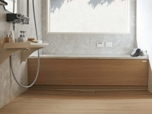 クリナップのセレヴィア浴室、滑りにくい足ピタフロアと高級感ある美コートエプロンを備えた清掃性とデザイン性に優れたバスルーム