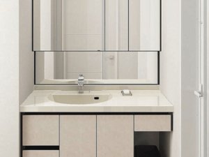 LIXILの高級洗面化粧台『ルミシス』。上質なデザインと高機能を兼ね備え、ホテルライクな空間を演出。